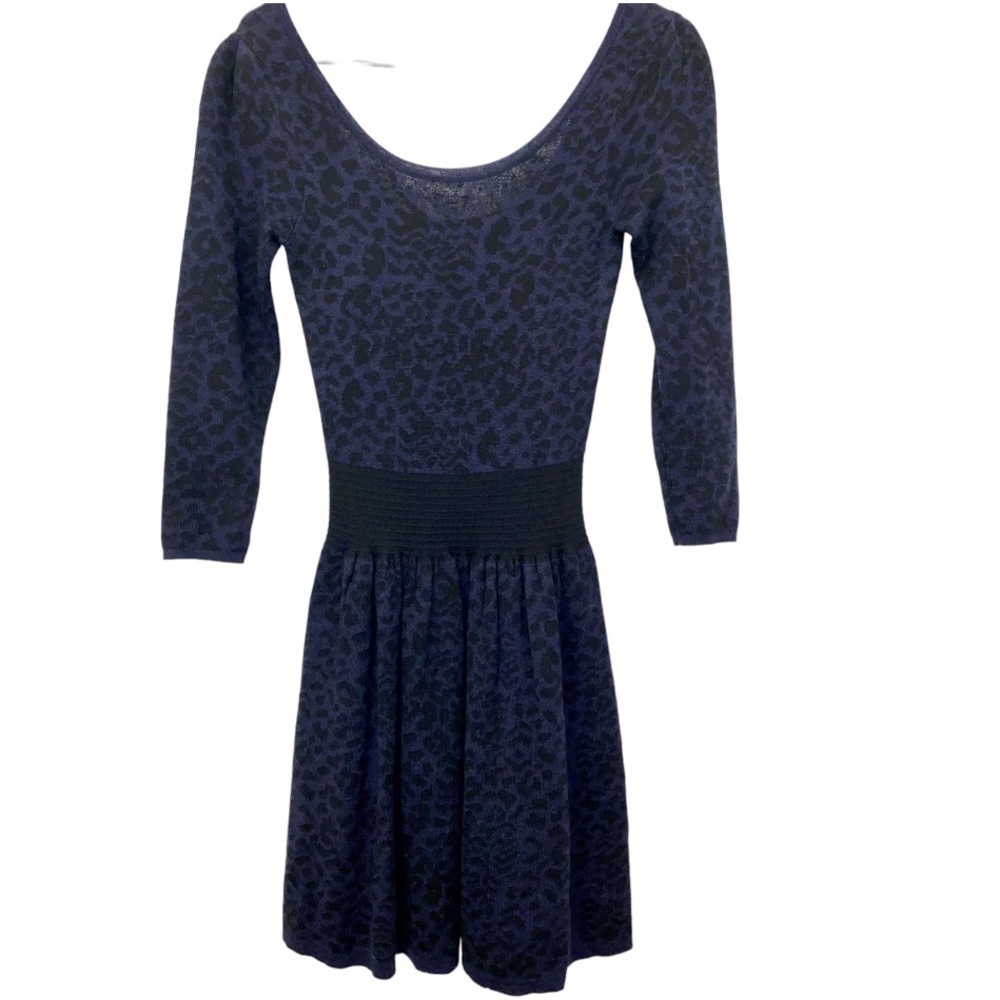Sandro Paris 3/4 sleeve scoop-back animal print dress